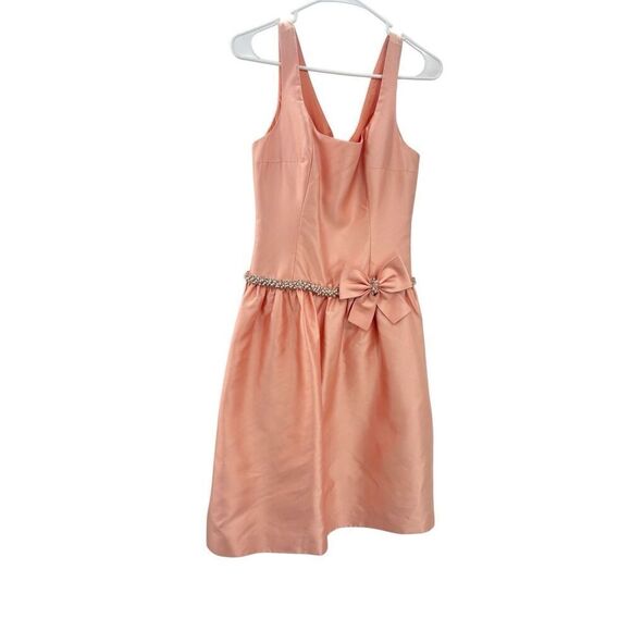 Ricky freeman Teri Jon 100% silk sleeveless peach dress size 2 - Picture 1 of 14